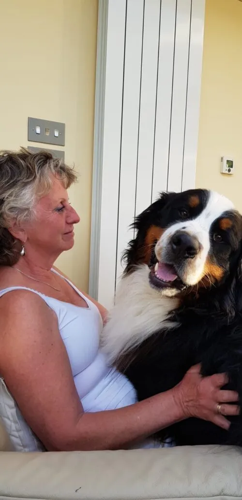 Odin receiving snuggles from his mum (Jane Rotheroe).